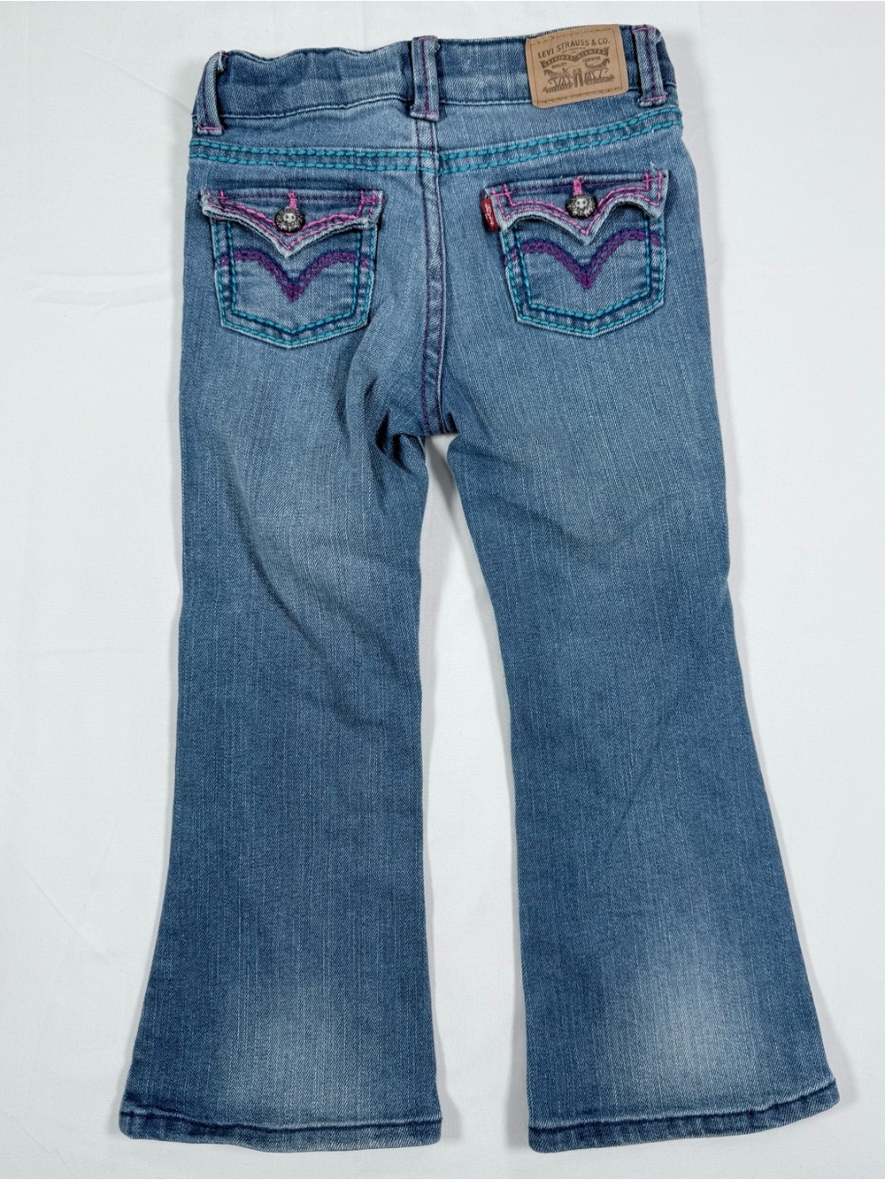 LEVI’S Girls 715 Boot Cut Jeans 3T Y2K Style Thick Stitch Western Cowgirl Rodeo